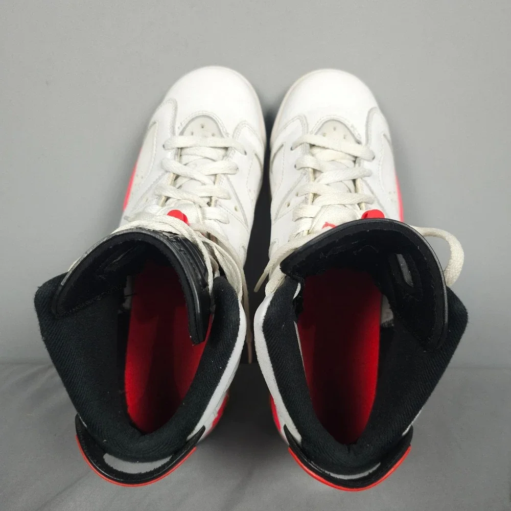 Nike Air Jordan 6 Shoes Boy 6.5y  White Infrared Retro Leather Lace Up - Picture 12 of 16